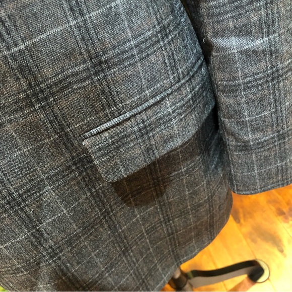 Jack Victor 100% New Zealand Merino Wool Gray Single Breasted Plaid Blazer - Picture 4 of 10